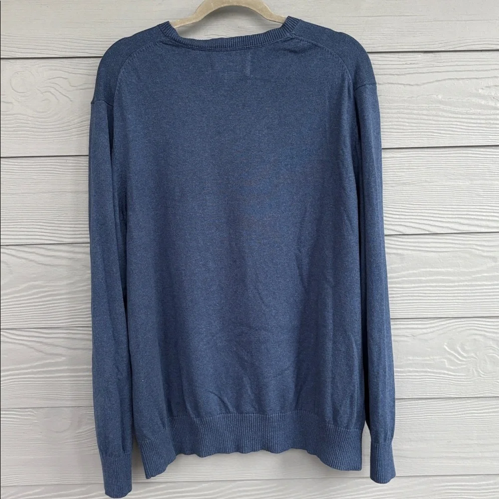 Eddie Bauer Blue V-Neck Lightweight Cotton Cashmere Sweater XL